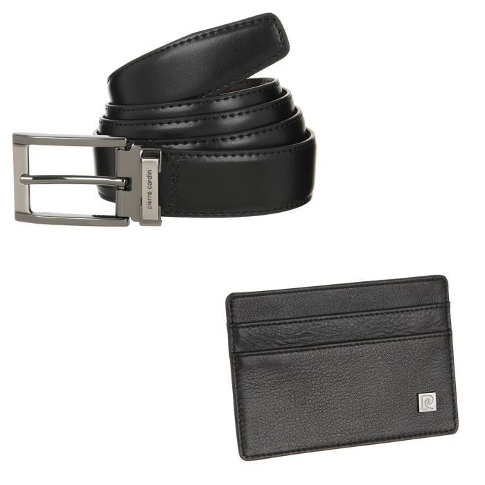 Ceinture Homme Pierre Cardin En Cuir Noir Verni - Boucle Argentée Modèle 1915