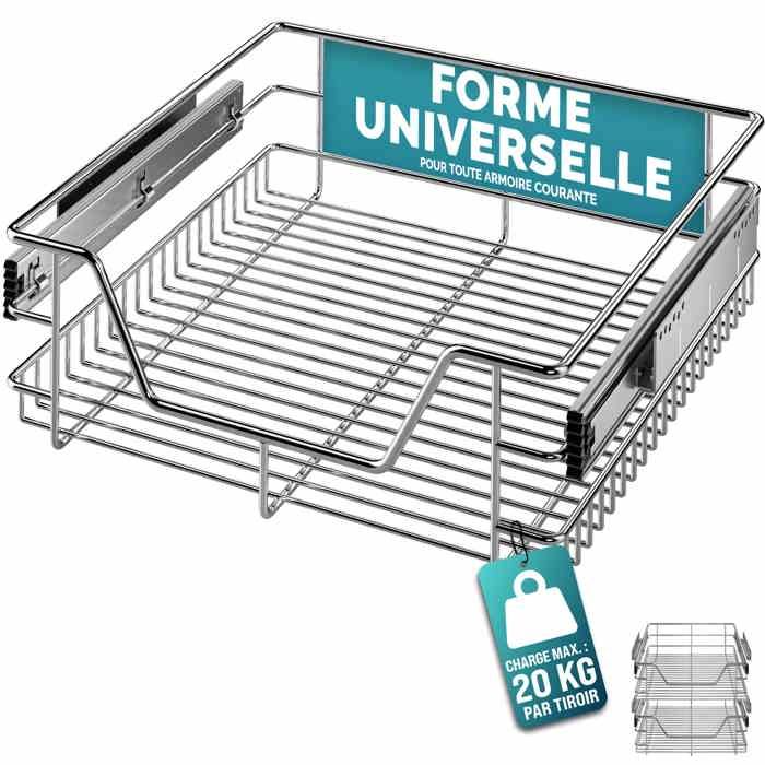 CASARIA® 2x Tiroir télescopique de rangement 50 cm pour armoire cuisine tiroir de cuisine métal tiroir coulissant CASARIA® 2x Tiroir télescopique de rangement 50 cm pour armoire cuisine tiroir de cuisine métal tiroir coulissant