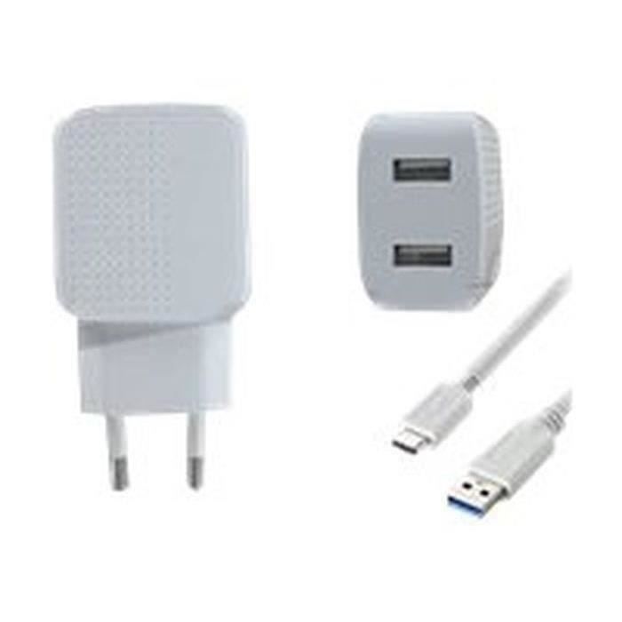 DLH Adaptateur secteur DY-AU2552W - 12 Watt - 2,4 A - 2 connecteurs de sortie USB-C