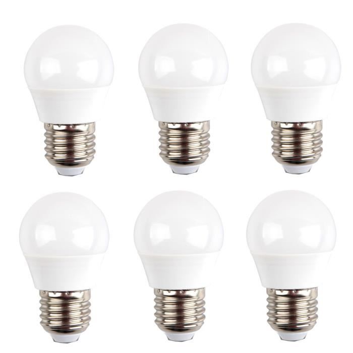 Lot de 6 ampoules E27 Mini Globe 5.5W 470 lumens (Blanc chaud 2700K