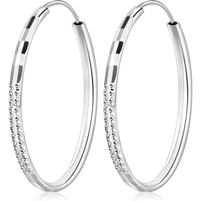 Créoles En Argent 925/1000 Femme - Boucles D'oreilles Femme