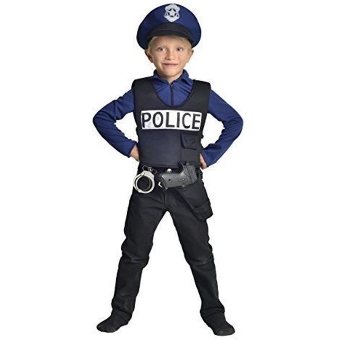 avec haut Policier 4-6 ans pantalon et casquette Noir/Blanc Smiffys Déguisement Enfant