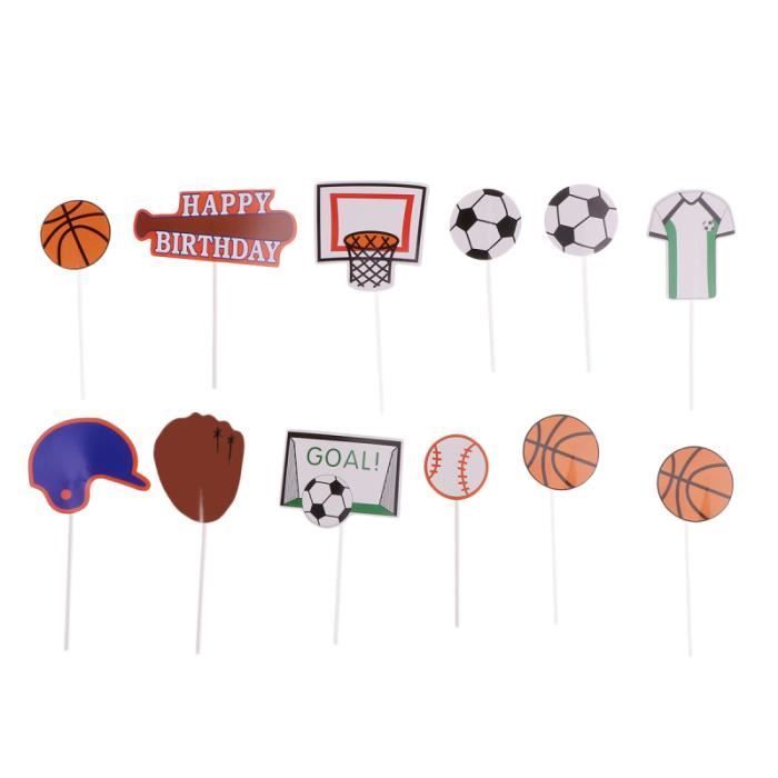 12 Pieces Gateau Topper Baseball Basket Football Mignon Coupe Du Monde Fruits Dessert Inserer Carte Pour Cake Decoration Figurine Cdiscount Maison