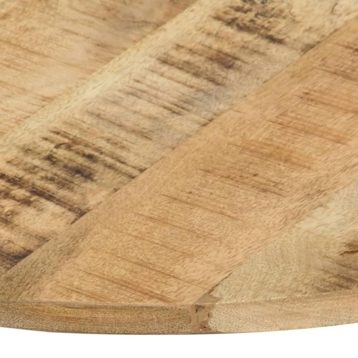 Dessus de table - GAROSA - Bois de manguier massif - Rond 80 cm - Épaisseur 15-16 mm - Finition vernie