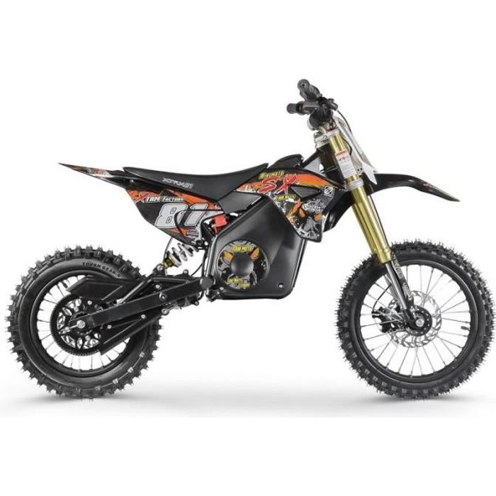 Moto Cross Electrique Enfant 1300W 14/12 - - sans montage et mise en routesans montage et mise en routeOrange- Orange