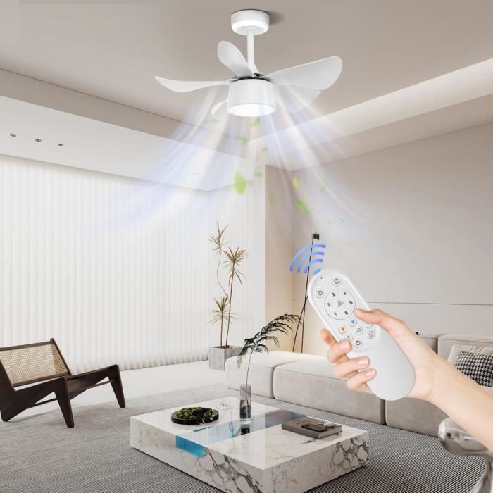 Ventilateur de Plafond - HOMEWELL - YIPEEMA - 79cm - Télécommande - Lumière LED Variable - Hom