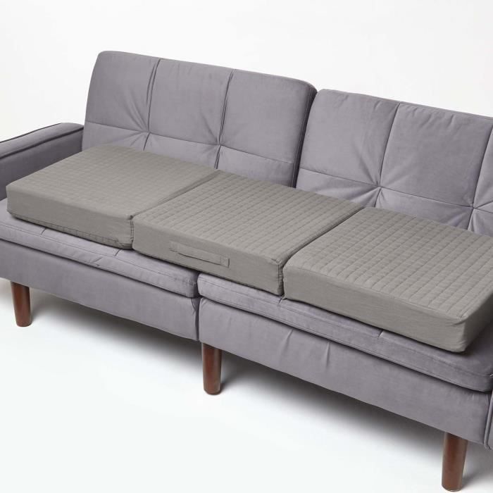 Coussin dassise déhoussable pour canapé 3 places en coton Gris foncé Coussin dassise déhoussable pour canapé 3 places en coton Gris foncé