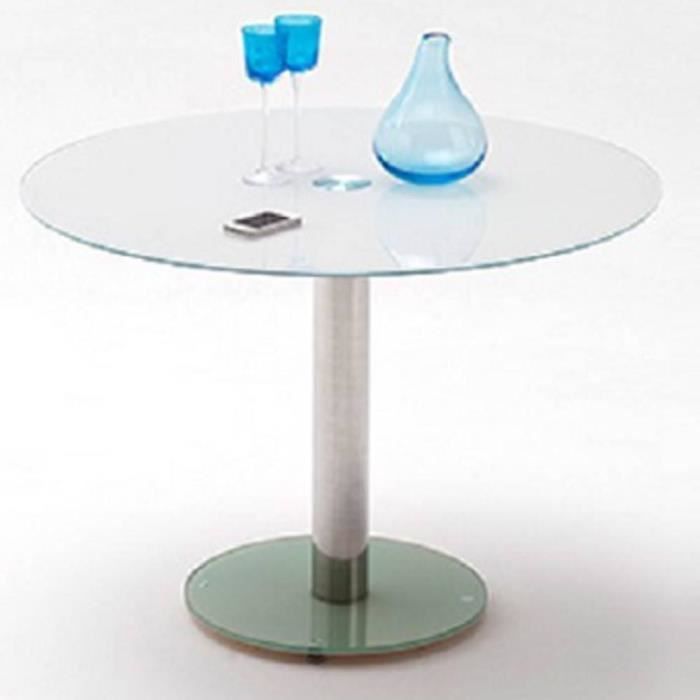 Table Repas Ronde Design Faten En Verre Blanc Blanc Verre Trempe
