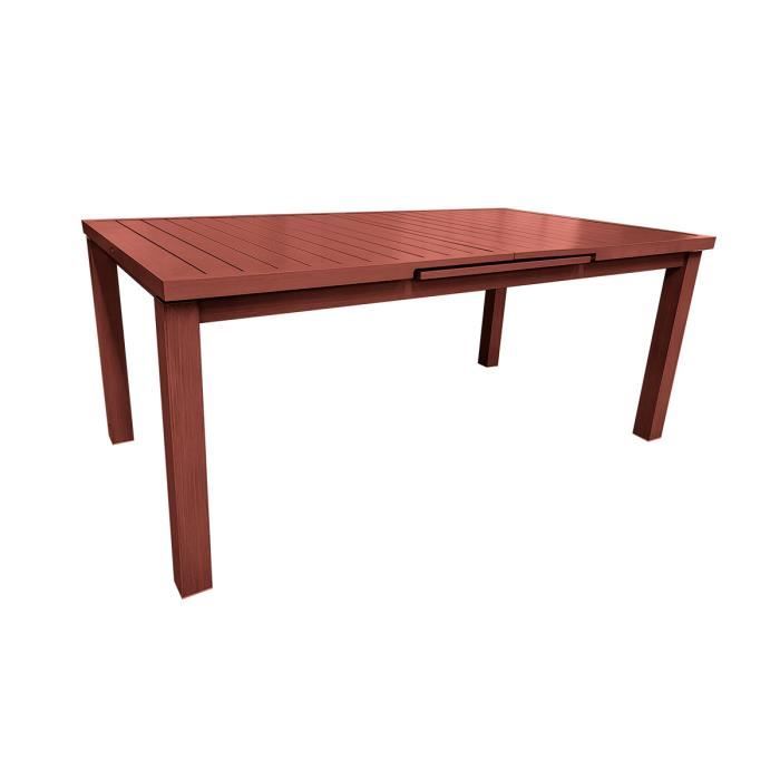 Table rectangulaire extensible Santorin 8/10 personnes en aluminium finition uni terracotta - Jardiline 240x100x76cm Rouge