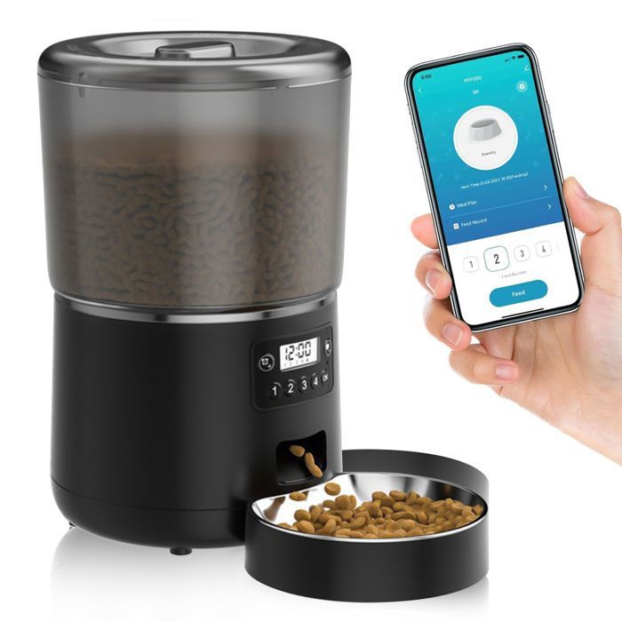 Meilleurs prix pour 4L Distributeur Croquettes Chat Automatique avec 2.4G WiFi, Enregistreur 10s Vocal et Connecté App, Programmable 1-10 Repas
