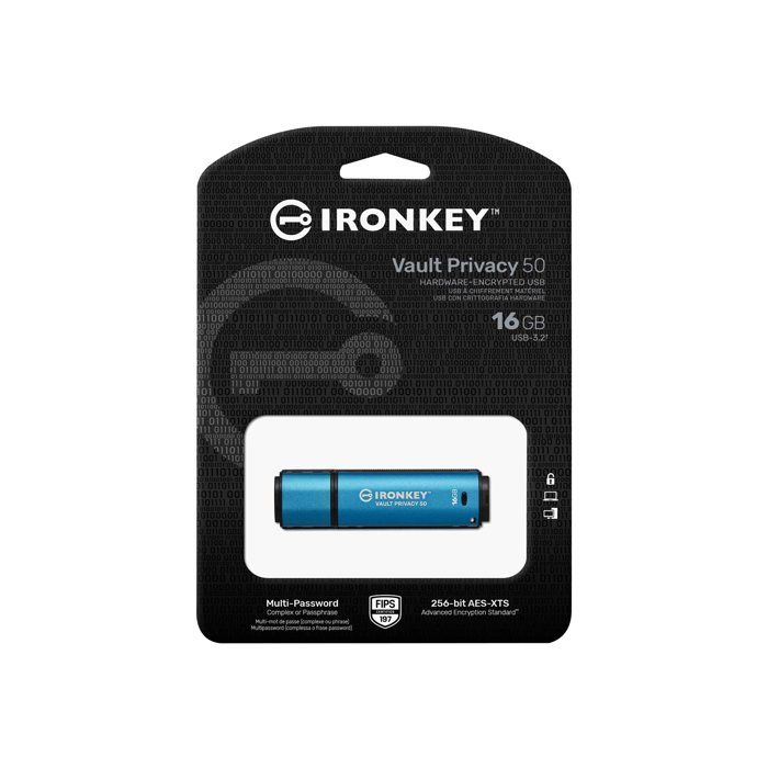 Clé USB - Kingston - IronKey Vault Privacy 50 - 16GB - AES-256 Chiffré - FIPS 197