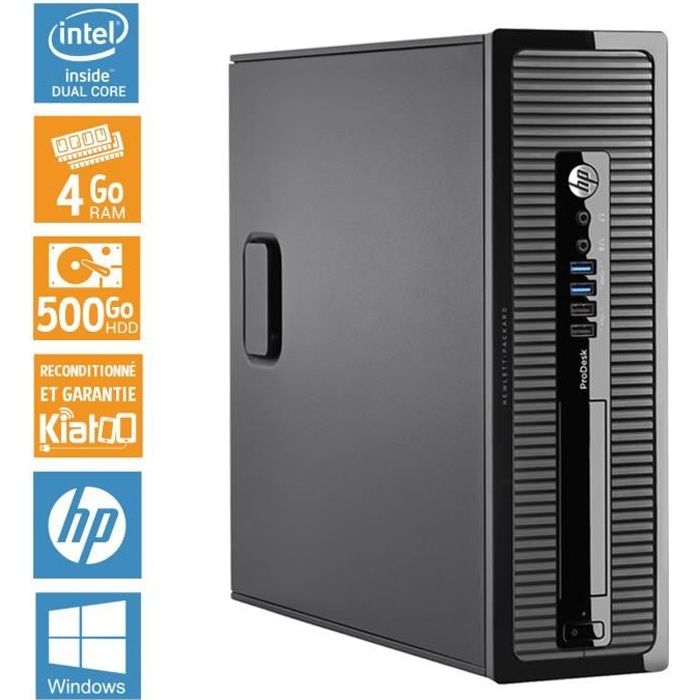 HP – ProDesk 400 G1 – Processeur Pentium Dual Core – RAM 4 Go – Stockage 500 Go – Ordinateur de bureau – Reconditionné