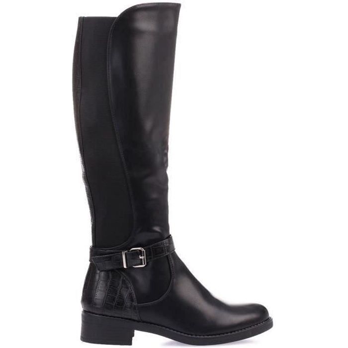 bottes noires en simili cuir effet croco