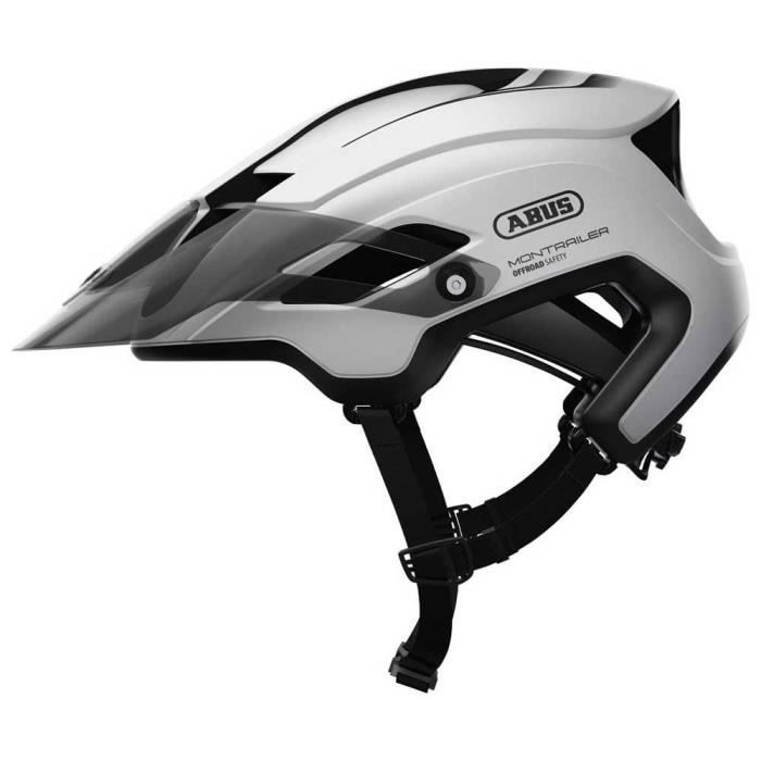 Casque de protection VTT ABUS Montrailer - Blanc - Adulte - EPS - Compatibilité queue de cheval