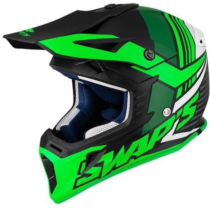 Casque Cross Adulte SWAPS Blur S818 - Noir / Vert Mat