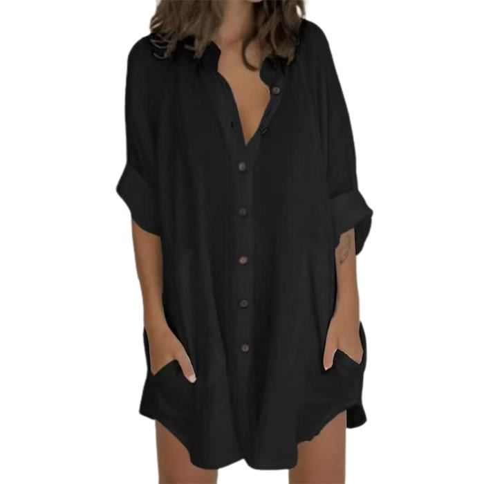 Robe à manches longues à la mode de couleur unie