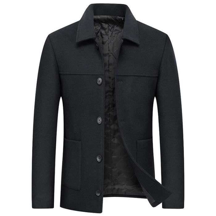 Manteau Court Homme Laine Epais Automne Hiver Casual Veste Couleur Unie Tissu Confortable Noir Cdiscount Pret a Porter