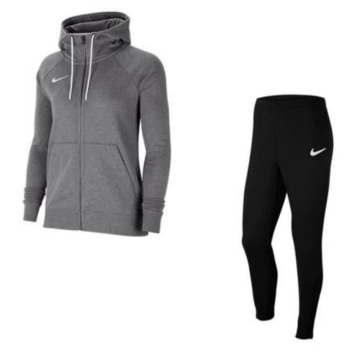Jogging Polaire Zipp A Capuche Femme Nike Gris Manches Longues Multisport