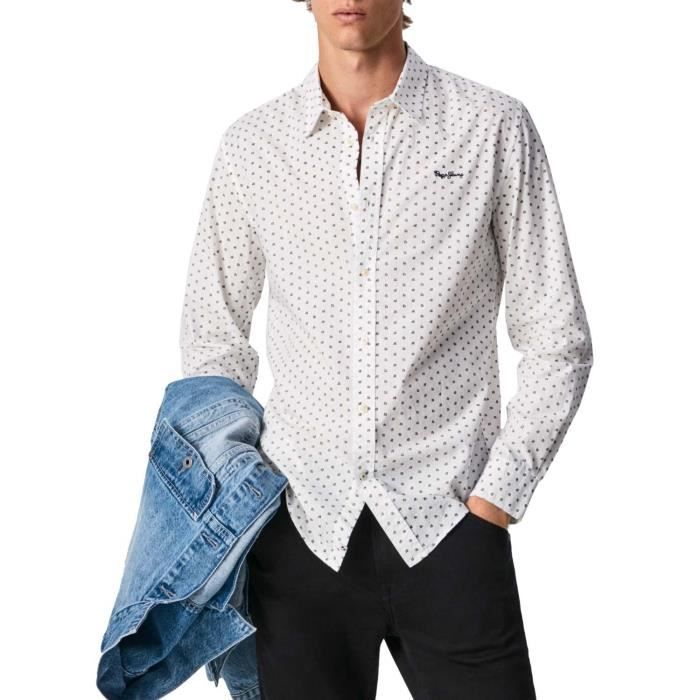 Chemise Garçon Pepe Jeans - Jean Classique 84% Coton - Silhouette Élancée Avec Ajusteurs De Manches