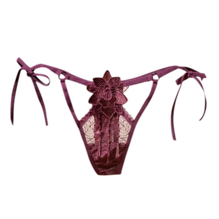 Culottes String Femme FULLJOYLOVE - Dentelle Florale Sexy - Hipster Extensible - Taille Moyenne