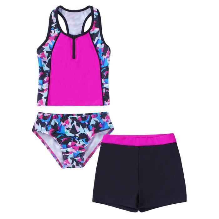 Short De Bain Fille - Imprimé Hawaïen - Taille 6 à 16 Ans - Stretch Polyester/Élasthanne - Pour Plage, Piscine - 5
