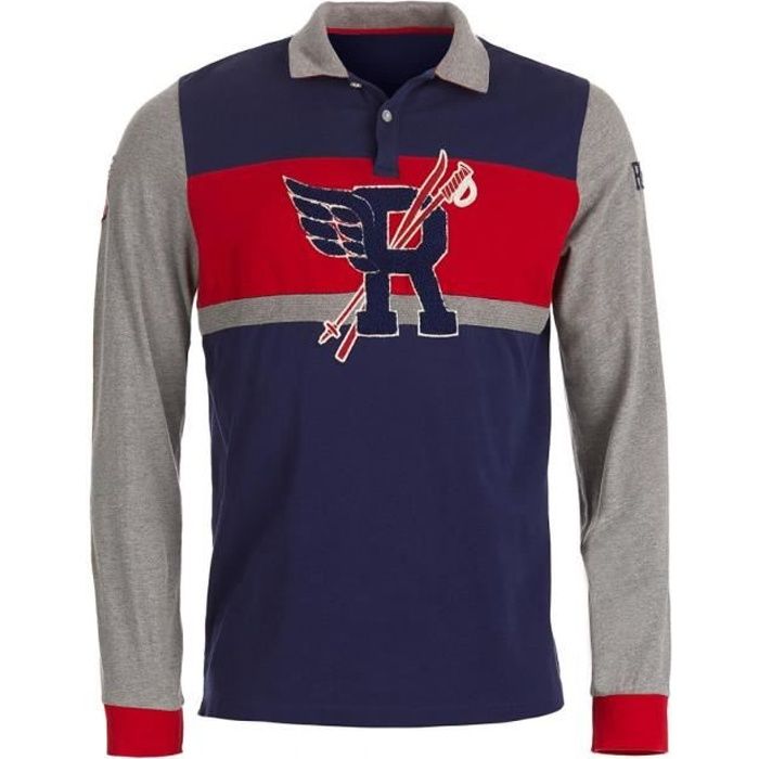 POLO HOMME RIVER WOODS EN COTON Navy red Cdiscount Pr t Porter