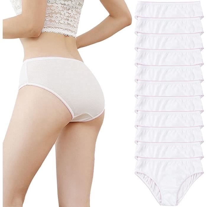 Culottes Jetables Femme en Coton Lot de 10 Sous vetements Maternite Couleur Blanc Genre Femme