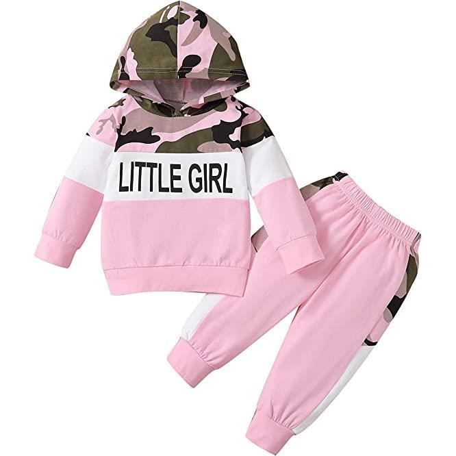 Enfants B b Filles V tements Manches Longues Sweat Capuche Top Camouflage Pantalon Surv tement Automne Outfit Ensemble