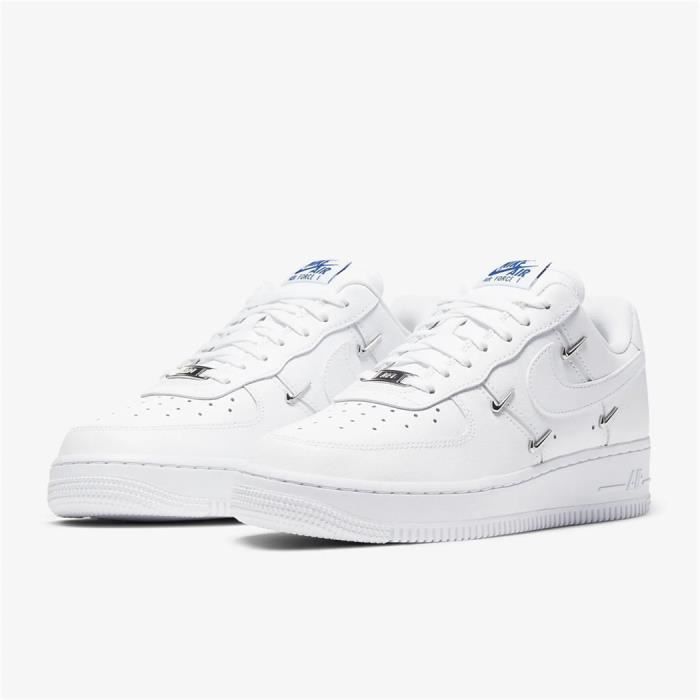 NIKEX Air Forcex 1 07 LX Chrome Swooshes White Low Homme Femme Chaussures AF1 Air Forcex One Baskets Blanche Pas Cher Blanc Cdiscount Chaussures