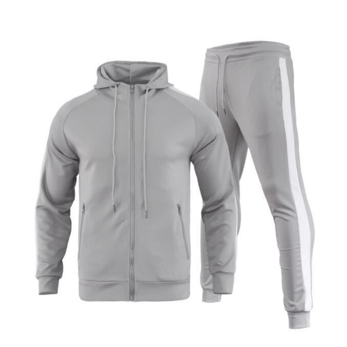 Survêtement Homme Hiver 2 Pièces Chaud Épais - Jogging Zippé Slim Fit Sweat à Capuche + Pantalon Confortable