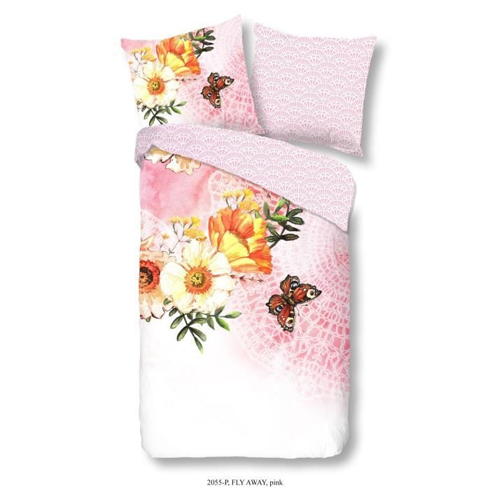 Good Morning Fly Away Housse De Couette 1 Personne 140x200 220 Cm 1 Taie D Oreiller 60x70 Cm Rose Achat Vente Housse De Couette Et Taies Cdiscount