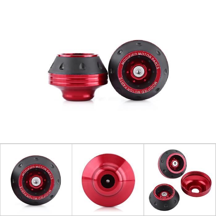 Lot De 2 Curseurs/Protections De Cadre Pour Motos & Scooters - Alliage D'Aluminium - Anti-Chocs & Chutes (Noir/Rouge)