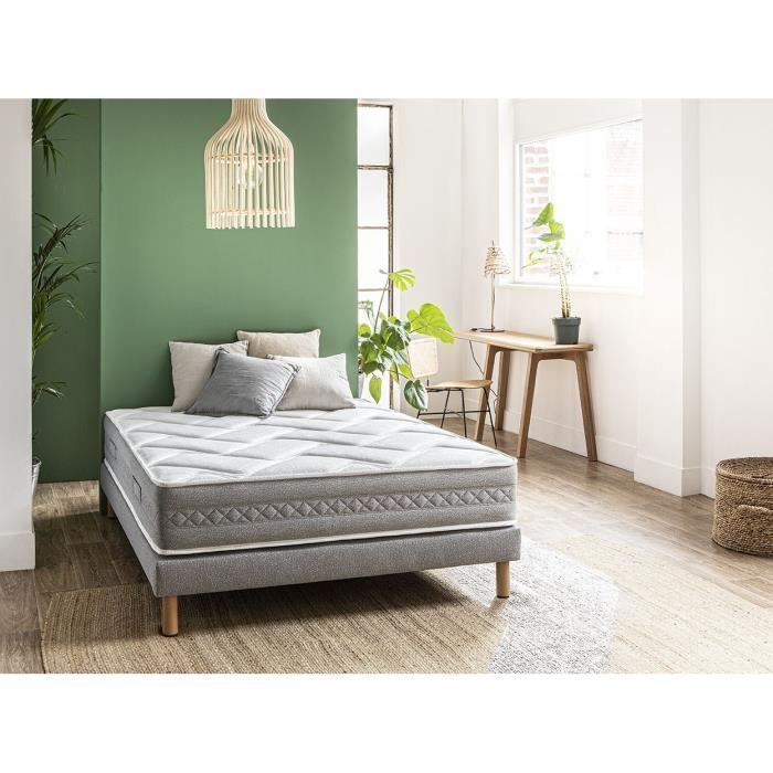 somdream dreamair ensemble matelas + sommier 140x190 - 864 ressorts ensachés - 7 zones - très ferme - 25 cm - 100% français