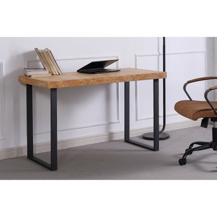 Bureau informatique style industriel - grand plateau 120 cm avec