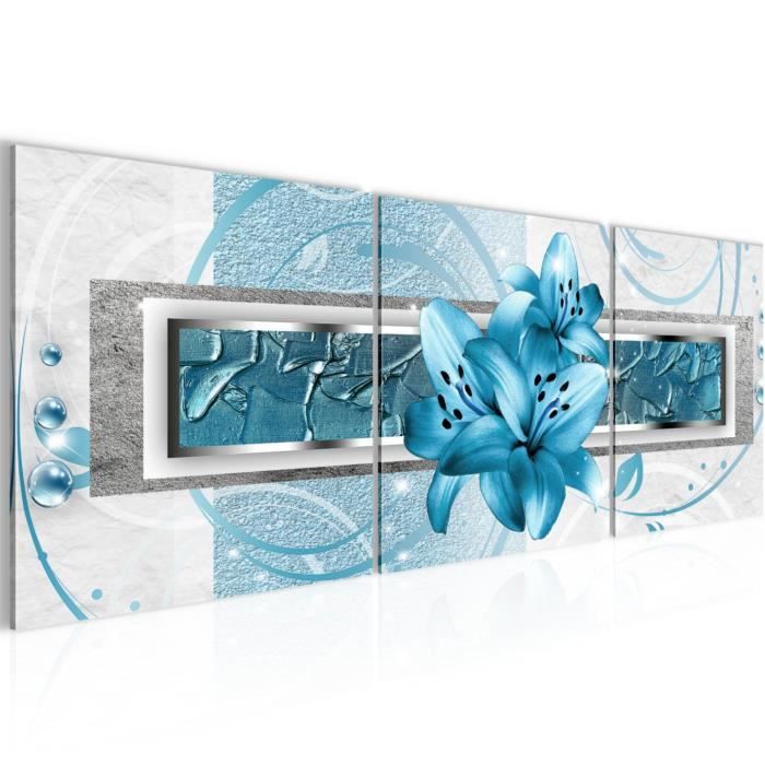 Tableau Decoration Murale Lys De Fleurs 90 X 30 Cm Xxl Impression Sur Toile Salon Appartment Bleu Pret A Accrocher 209734b Achat Vente Tableau Toile Cdiscount