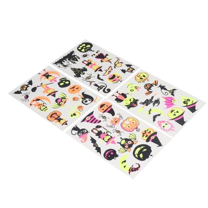 13 Autocollants Tatouages Phosphorescents Halloween - Fantômes, Citrouilles, Sorcières, Pour Enfants, Temporaires Et Amusants - 12