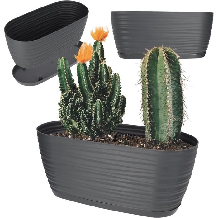 Pot De Fleurs Avec Soucoupe - Motif Ondulé - Plastique Léger - Pour Intérieur - Multiple Tailles - KADAX