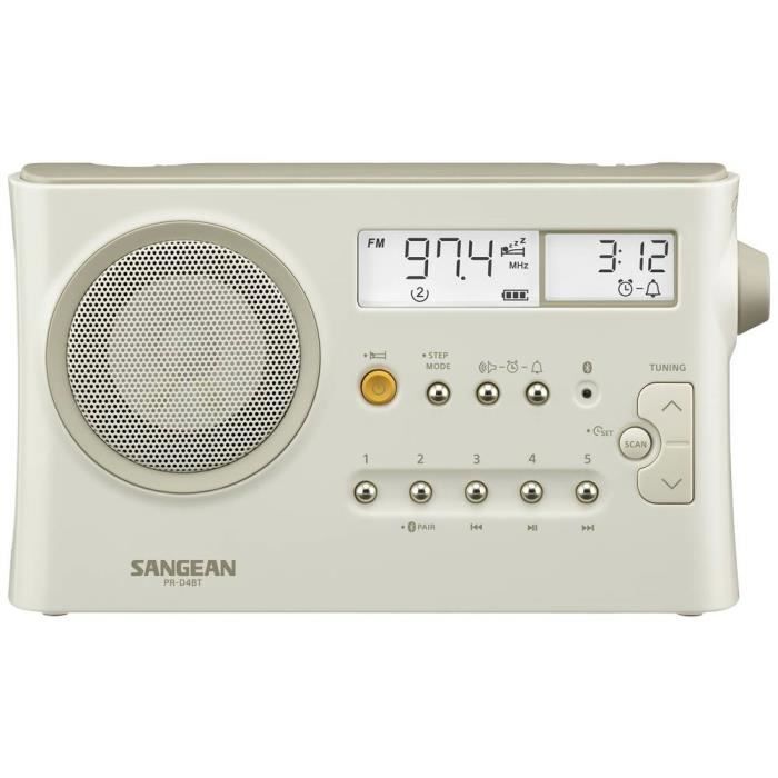Radio de table - Sangean - PR-D4 BT - Bluetooth - Blanc crême pastel - Tuner AM/FM/OC/OL