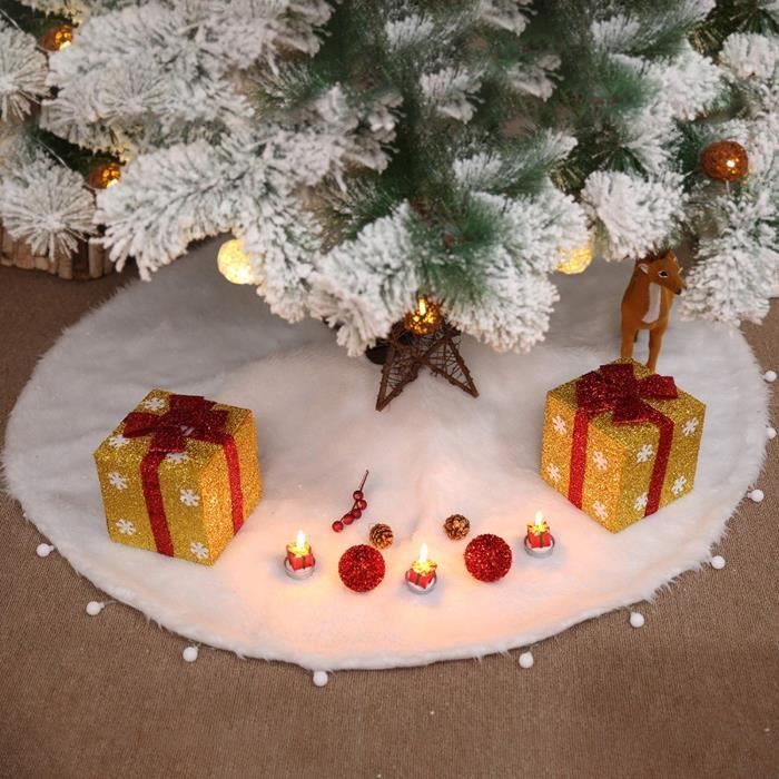 Tapis CachePied Sapin Noël Chic Peluche Arbre Noël Jupe Couleur Uni
