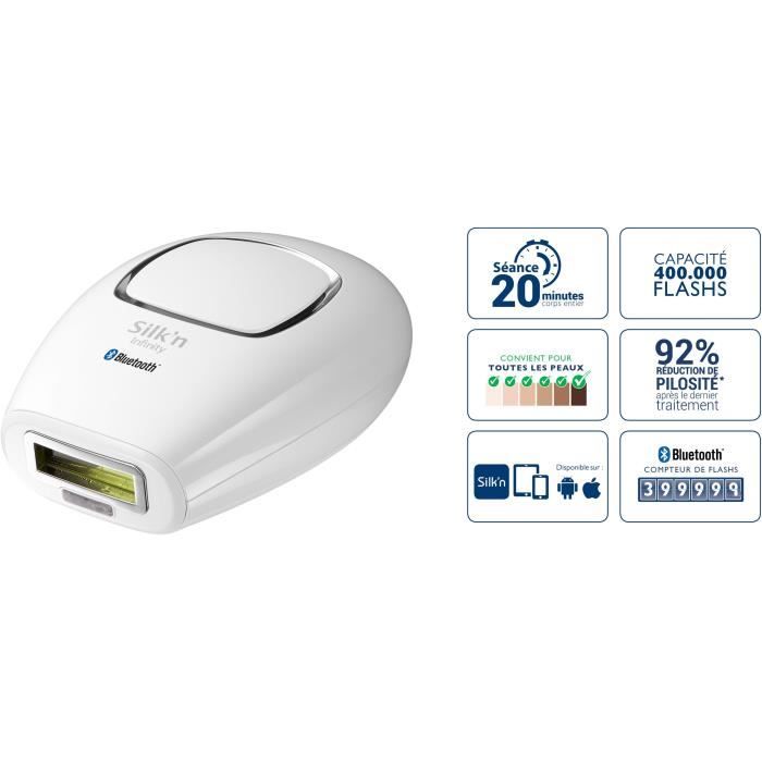 Epilateur Lumière pulsée Infinity SILK'N - INF1PE1001 - 400,000flash - Tous types de peaux - corps e