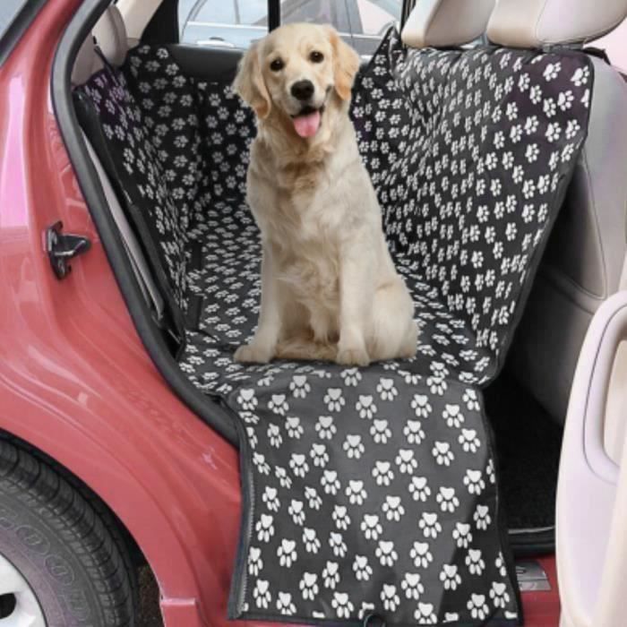 Housse Siège Auto Chien Banquette Arrière 135x45x54 Cm – Imperméable, Antidérapante, Fenêtre Maille + Harnais Et Poches De Rangement Noir