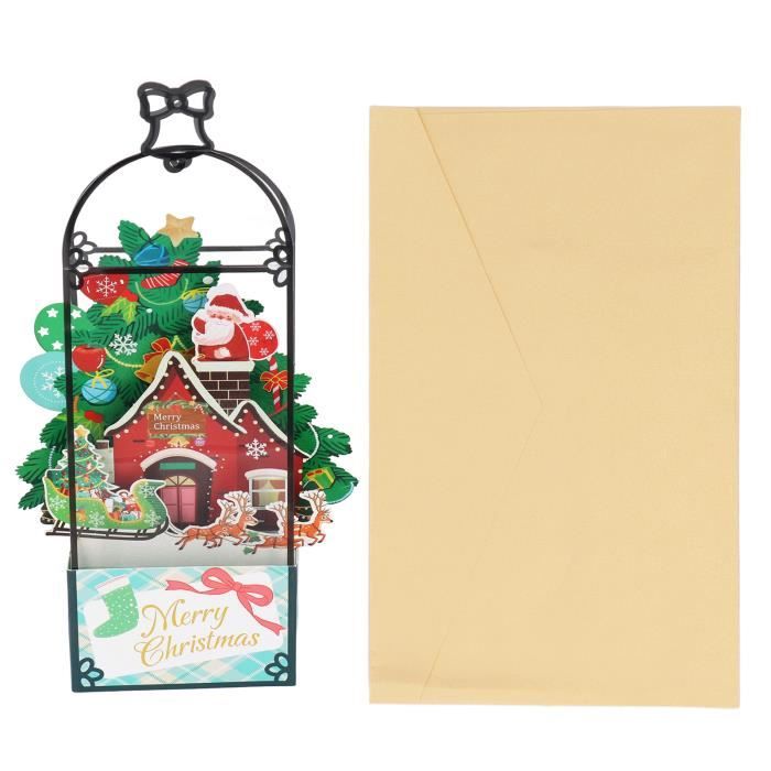 Carte Pop-up 3D Avec Rennes Volants, Traîneau Et Père Noël Cadeau Pour Noël