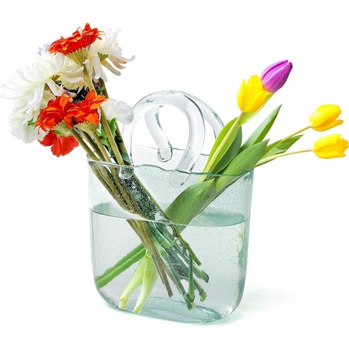 Vase En Verre Soufflé Fait Main Forme De Sac à Main - Déco Originale