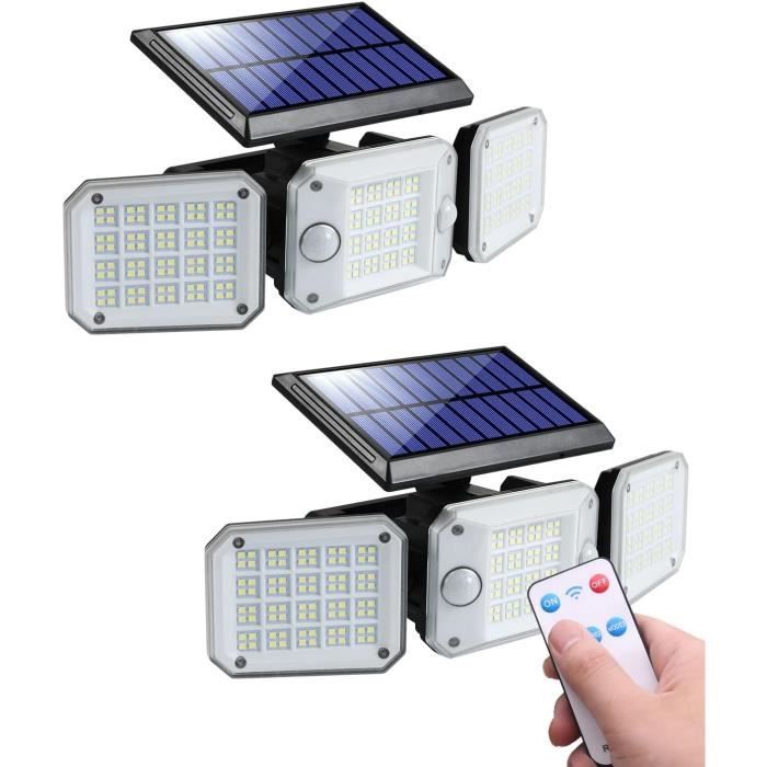 Projecteur solaire LED étanche détecteur lumière avec télécommande