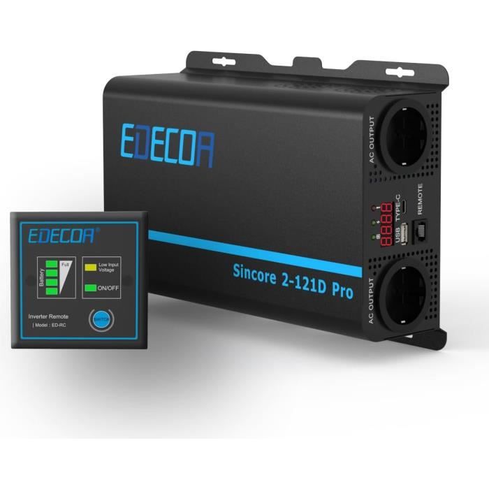 EDECOA 1500W 2000W Onde Sinusoïdale Pure 12V Vers 220V 230V Onduleur Hors Réseau Convertisseur De Voiture Télécommande Compatible Bluetooth - Foto 11