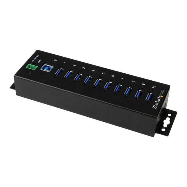 STARTECH.COM Hub USB 3.0 - 10 ports - Industriel Concentrateur USB - Avec protection contre surtensions/DES - Métal - Rail DIN