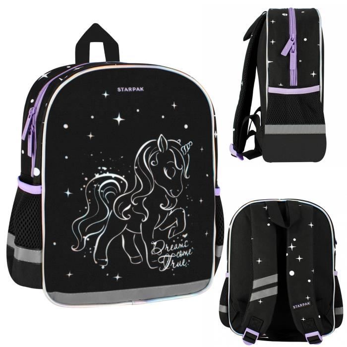 Sac à dos - STARPAK - Licorne Holographique - Noir - 31x25x10 cm - Maternelle
