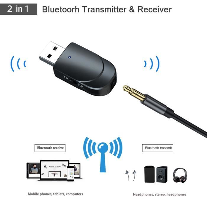 Adaptateur Bluetooth 5 0 Emetteur Recepteur Audio Usb 3 5mm Jack Pour Kit Voiture Tv Pc Prix Pas Cher Cdiscount