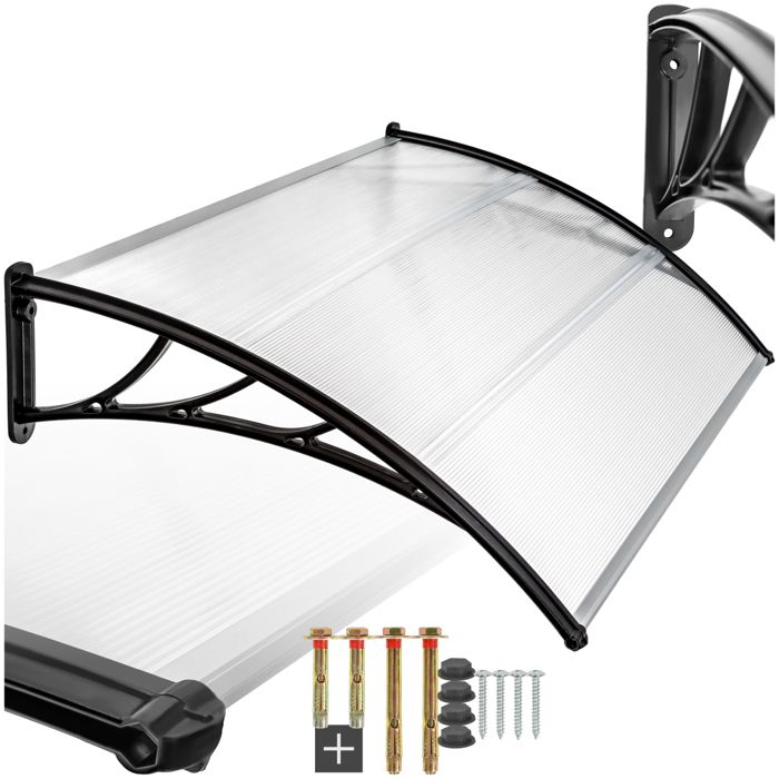 Auvent pour porte - TECTAKE - Auvent de porte Marquise moderne en polycarbonate résistant UV 120 x 93 cm - Transparent