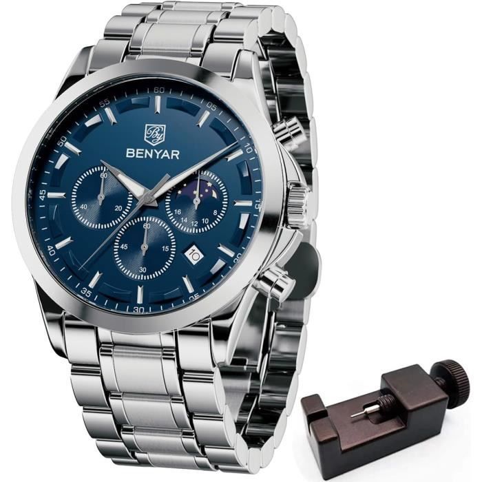 Benyar Montre Chronographe Pour Homme Mouvement Quartz Montre De